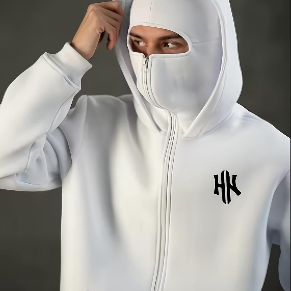 

Мужская толстовка с капюшоном на молнии - Минималистичный принт с буквами, застежка на полную молнию, толстовка с капюшоном, мужская толстовка на молнии с буквами XXXL белый