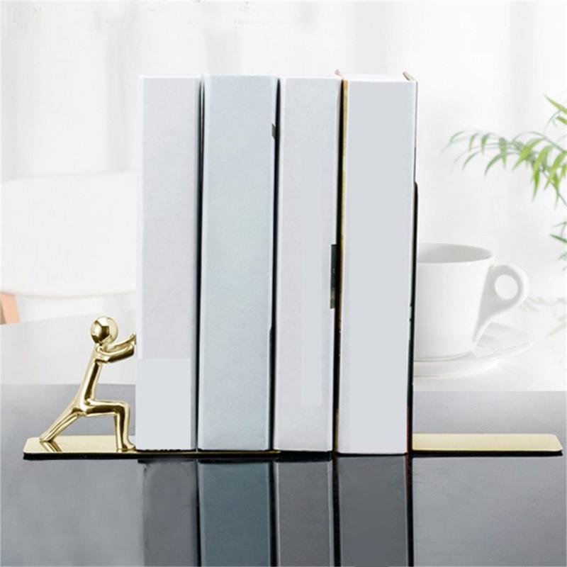 Multifunctional Book End Metal Book Stoppers Desk Bookshelf Practical Book Holders Shelf Decorative Bookends for Office