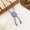 Purple Crystal Flower Sweater Chain: Elegant Women's Long Necklace, New Chinese Style, Versatile Pendant Accessory