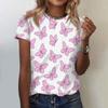 Women's Breast Printed Neck Casual T-Shirt