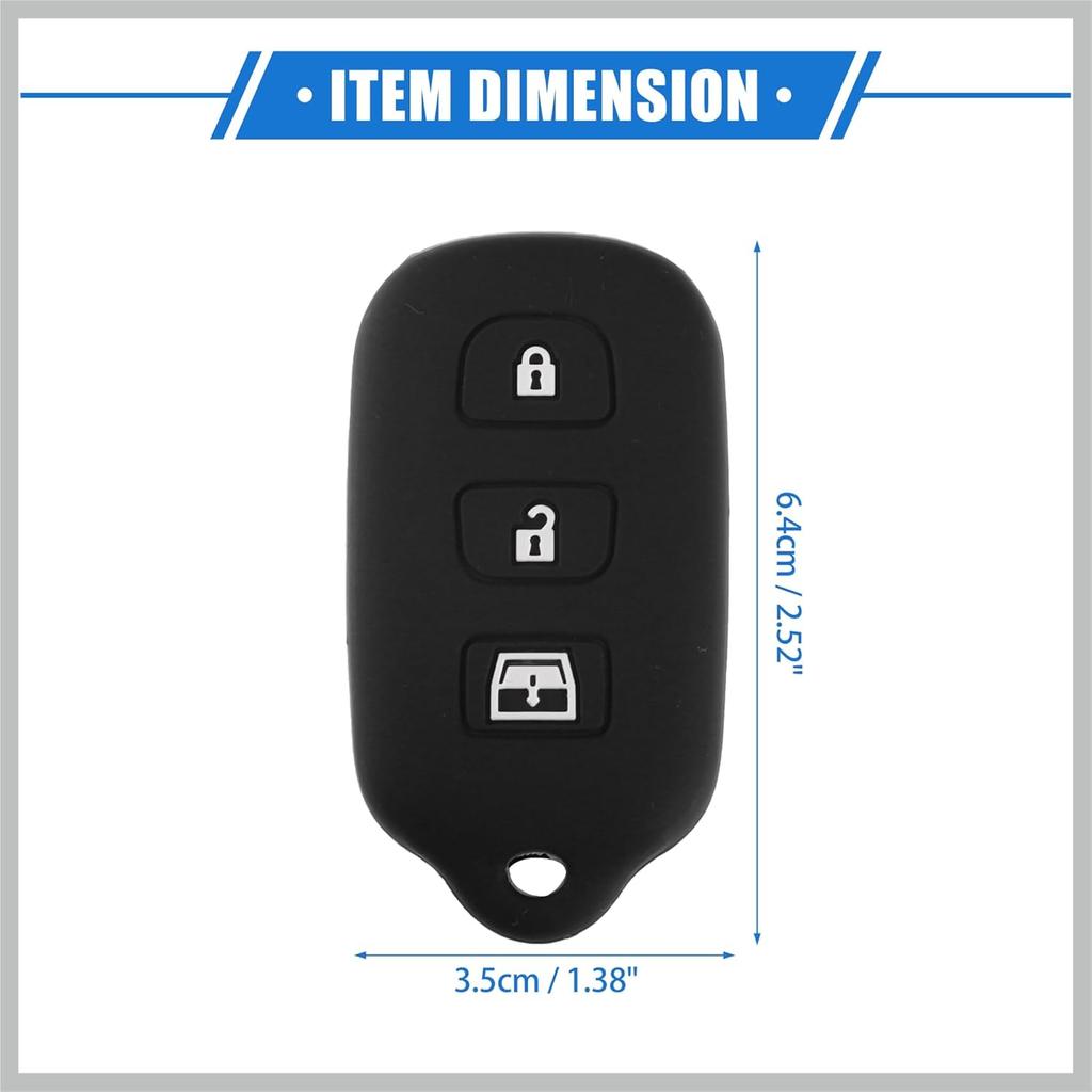 2 Pcs Key Fob Case Cover Compatible for Toyota 4Runner 1999-2009 4 Button, Durable Silicone Black Remote Key Case Protector Replacement Car Parts