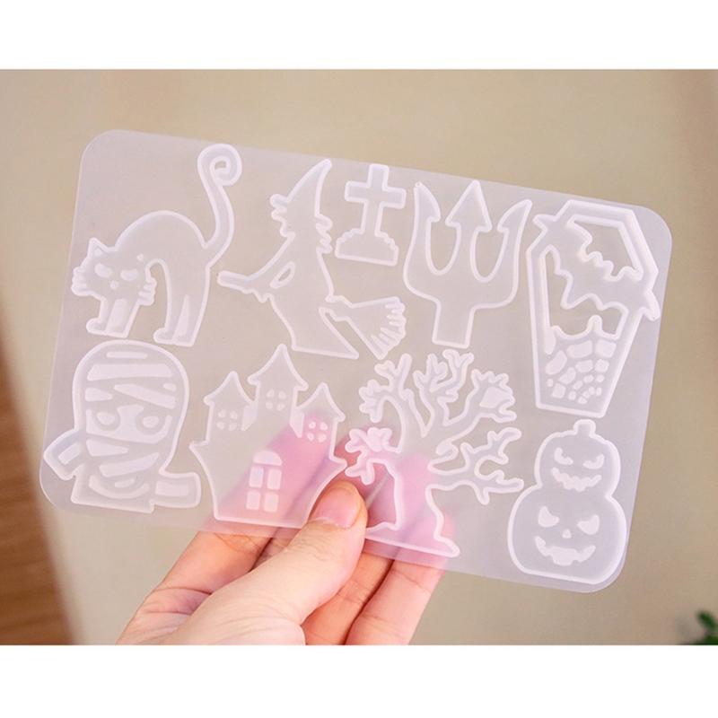 Halloween Pendant Silicone Mold Personalized Skull Pumpkin Earrings Pendants Resin Molds with Hair Clips Accessory DIY