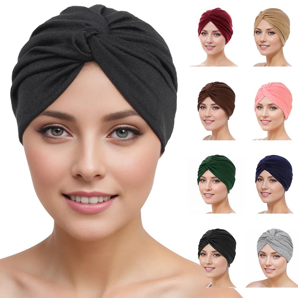 1 sztuka Elastyczne Turbany Nakrycie Głowy Kobiety Czapka Pokrycie Skręcony Plisowany Opaska na Głowę Różne Kolory Pokrycie Włosów Czapki Beanie dla Kobiet Dziewcząt