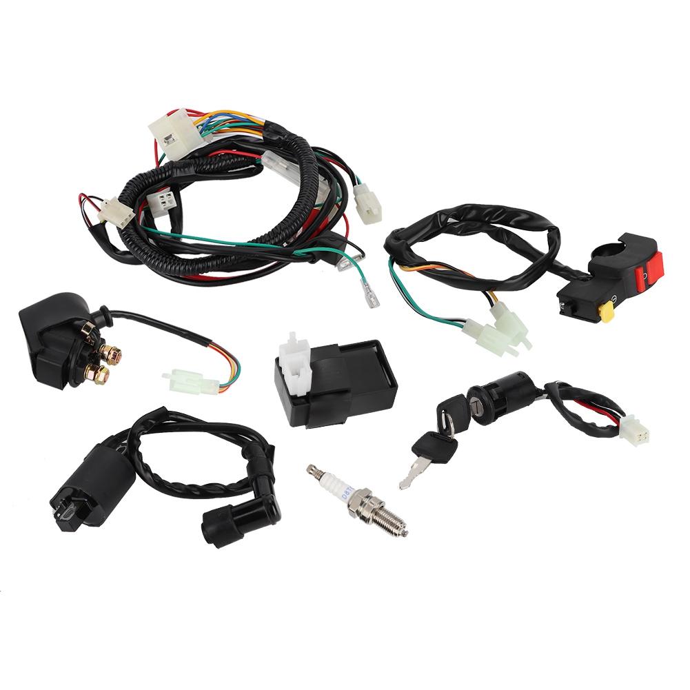 Full Wiring Harness Solenoid Coil CDI Relay Kit Fits for 150cc ATV Quad Accessory