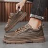 Light luxury autumn low-top sports and leisure shoes, youth flat-soled leather skateboard shoes