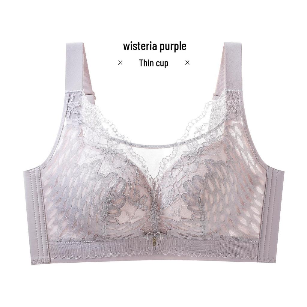 Adjustable Wire-Free Push-Up Lace Minimizer Bandeau Bra with Anti-Sagging Side Support