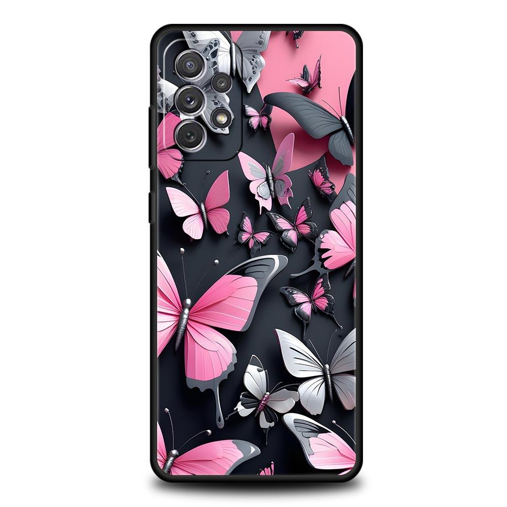 Fjärilsdesign Fodral för Samsung Galaxy A55 A35 A15 A14 A13 A25 A54 A51 A71 A72 A73 A32 A52 A41 5G Mjukt TPU-skal Fundas