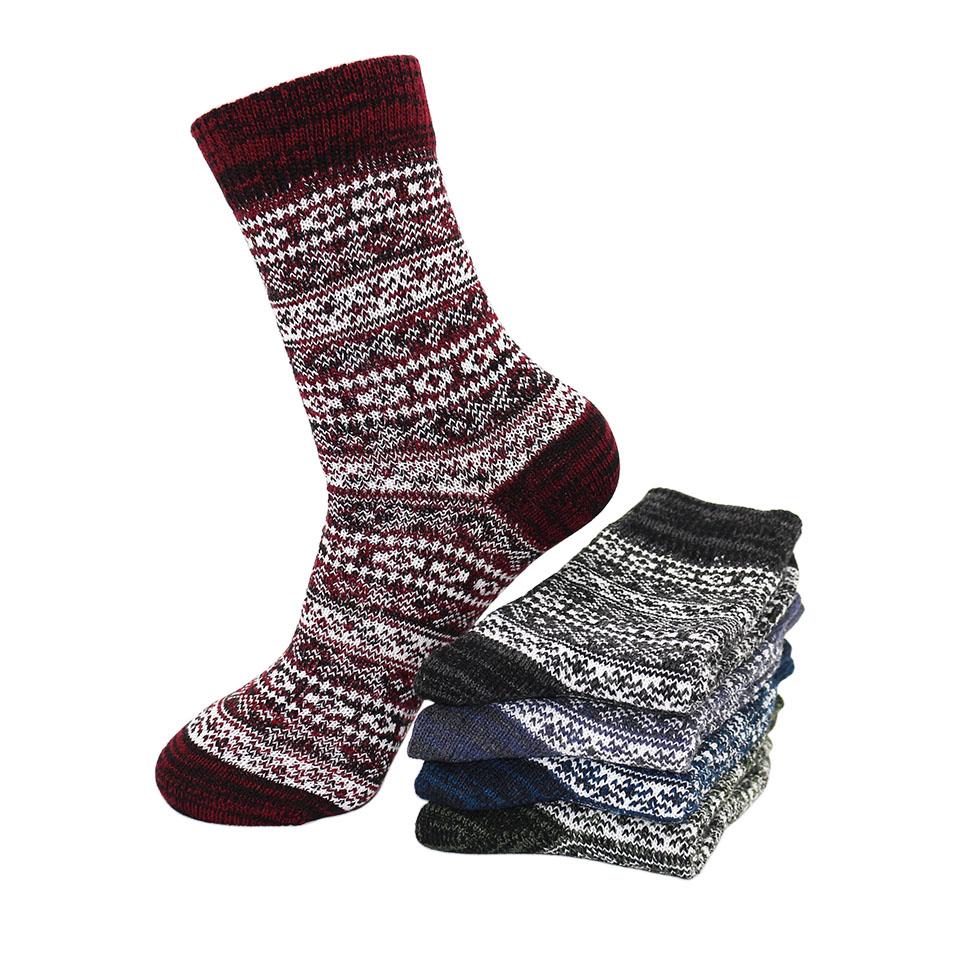 Winter Men's Wool Socks Harajuku Retro Warm Thick Comfortable  Knitted Casual Striped Socks 5 Pair