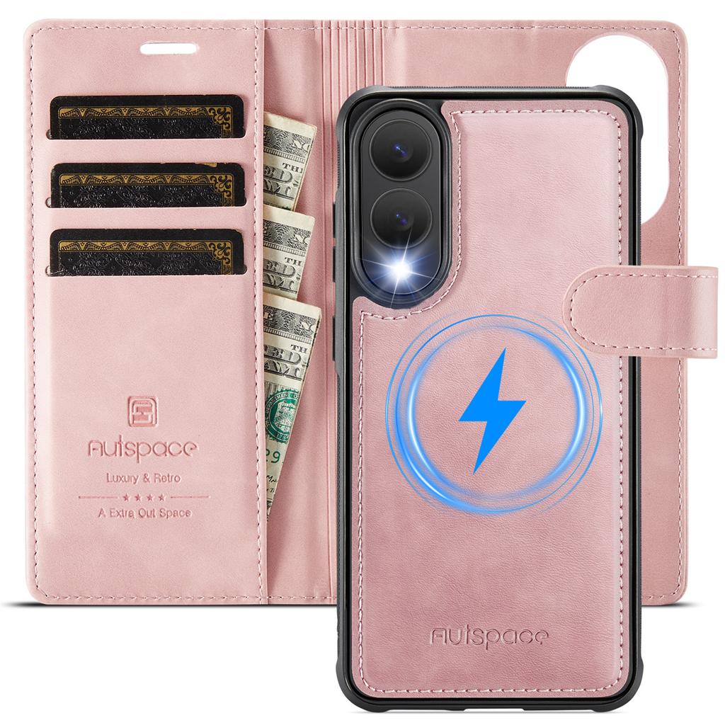 2-in-1 Magnetic Detachable Wallet Case for Samsung Galaxy S25/S25 Plus/S25 Ultra/S25 Edge - PU Leather, Card Slots, Wireless Charging, 360° Protection