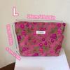 Polyester Canvas Flower Clutch Bag Flower Pattern Zipper Closure Cosmetic Storage Pouch Large Capacity Portable Makeup Bag