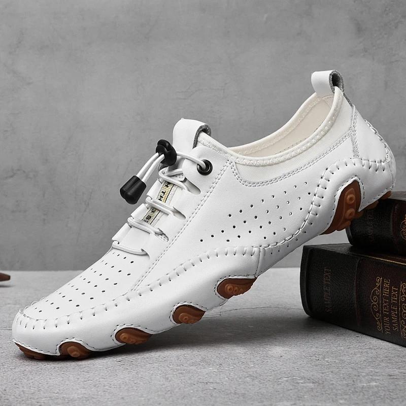 Fashion Men's Casual Summer Shoes Sneakers Men Genuine Leather New Outdoor Shoes Men Loafers Vintage Designer Leisure Big Size 38-47