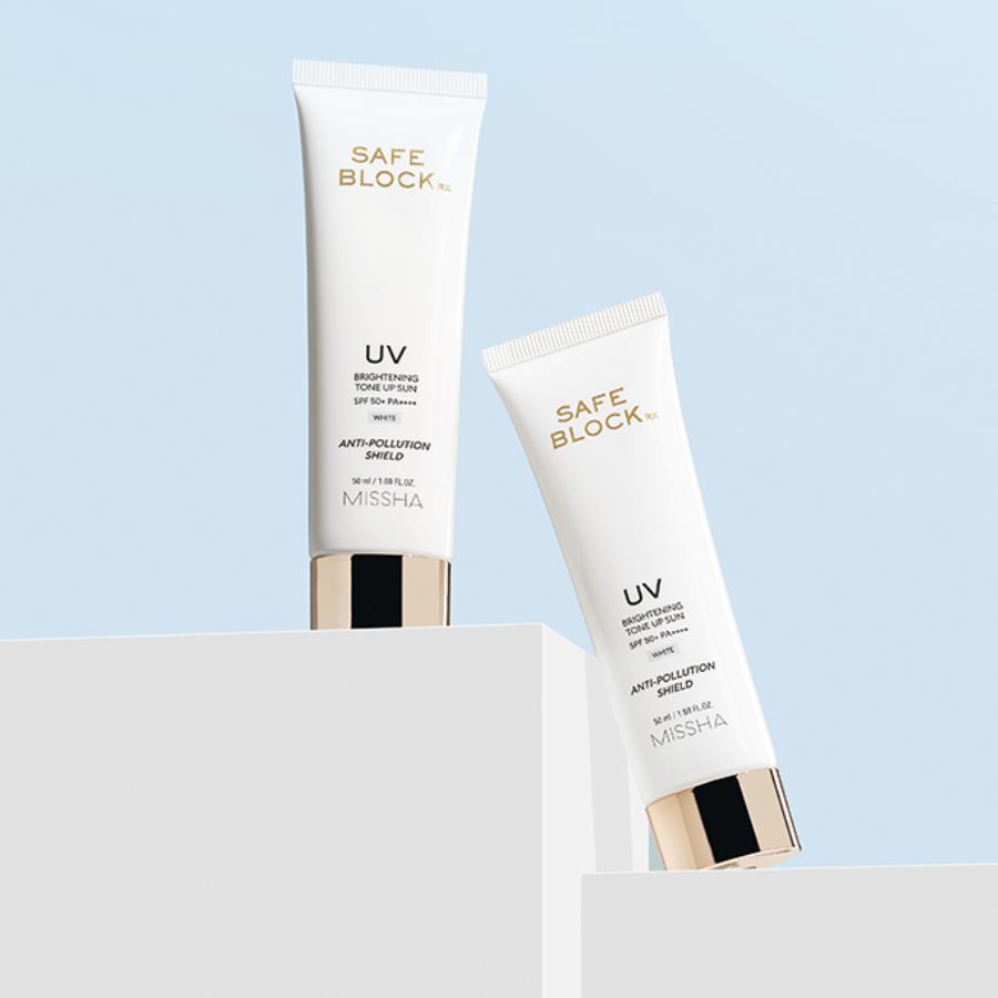 MISSHA Safe Block RX Crème Solaire Éclaircissante Tonifiante SPF50+ PA++++ 50ml Protection UV Quotidienne + Amplificateur d'Éclat
