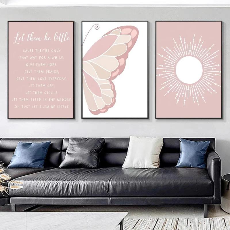 1ks Růžový Motýl Slunce Duha Sedmikráska Plakát Papírový Tisk Domov Ložnice Vstup Bar Kavárna Umělecká Malba Dekorace