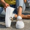 Fashion Plus Size Women's Shoes Autumn New Round Toe Deep Mouth Flyweave Mesh Breathable Metal Chain Platform Single