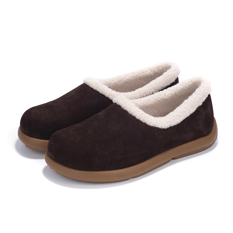 

Флисовые биркенштоки, женские туфли-платформа, все включено, маленькие картофельные туфли, носите теплые хлопковые туфли осенью и зимой 35 темно-коричневого
