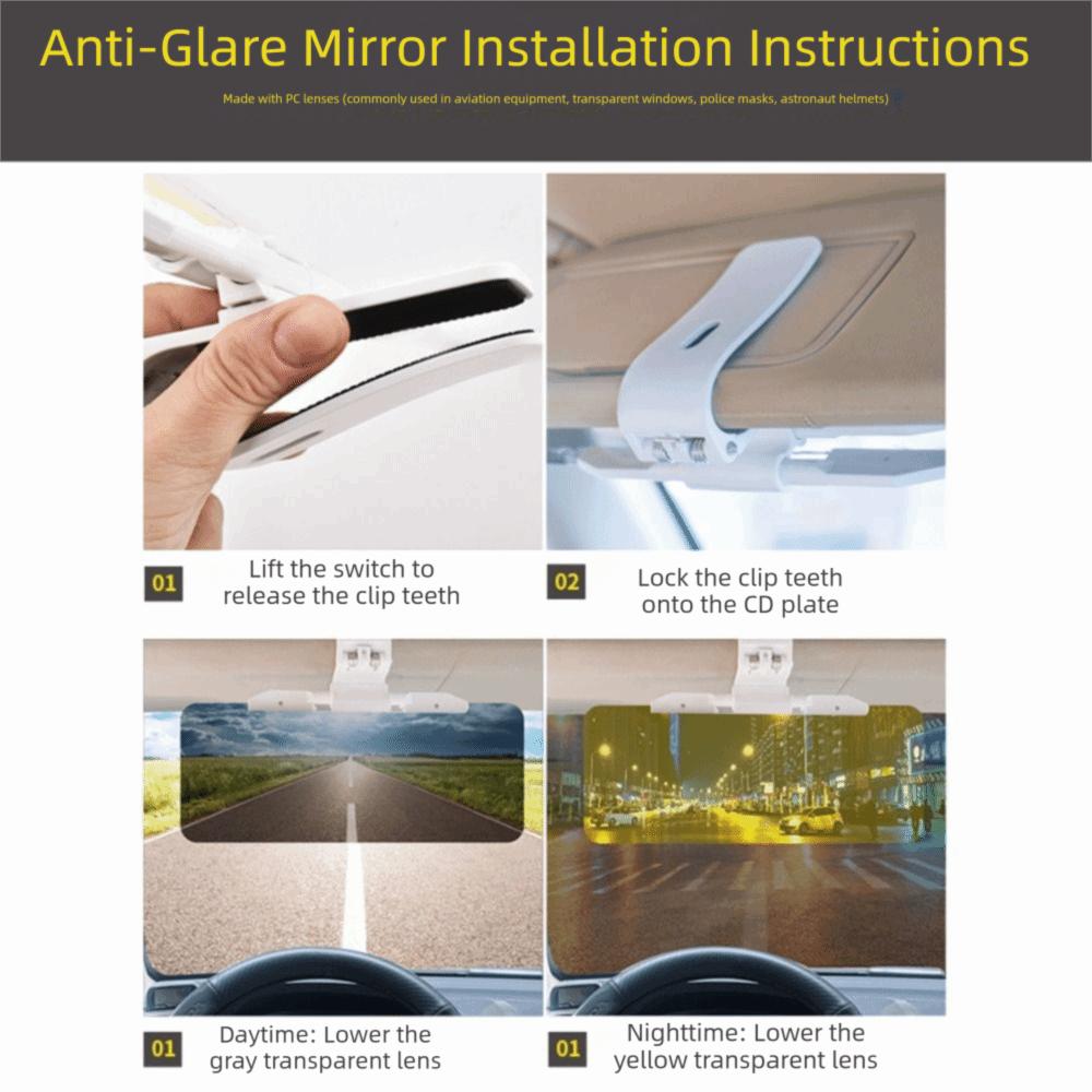 High-Transparent 2 in 1 Car Sun Visor Dual Use Night Driving Shield  Day Driving