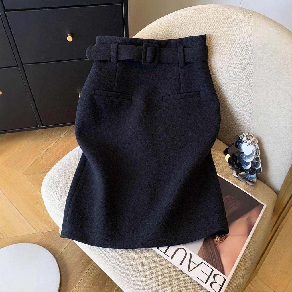 Exquisite High-Waisted Wool Bodycon Skirt for Women - Autumn/Winter 2025 Collection