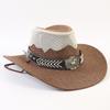 Western Cowboy Hat Men and Women Summer Breathable Sunscreen Visor Hat Big Brim Outdoor Travel Straw Top Hat