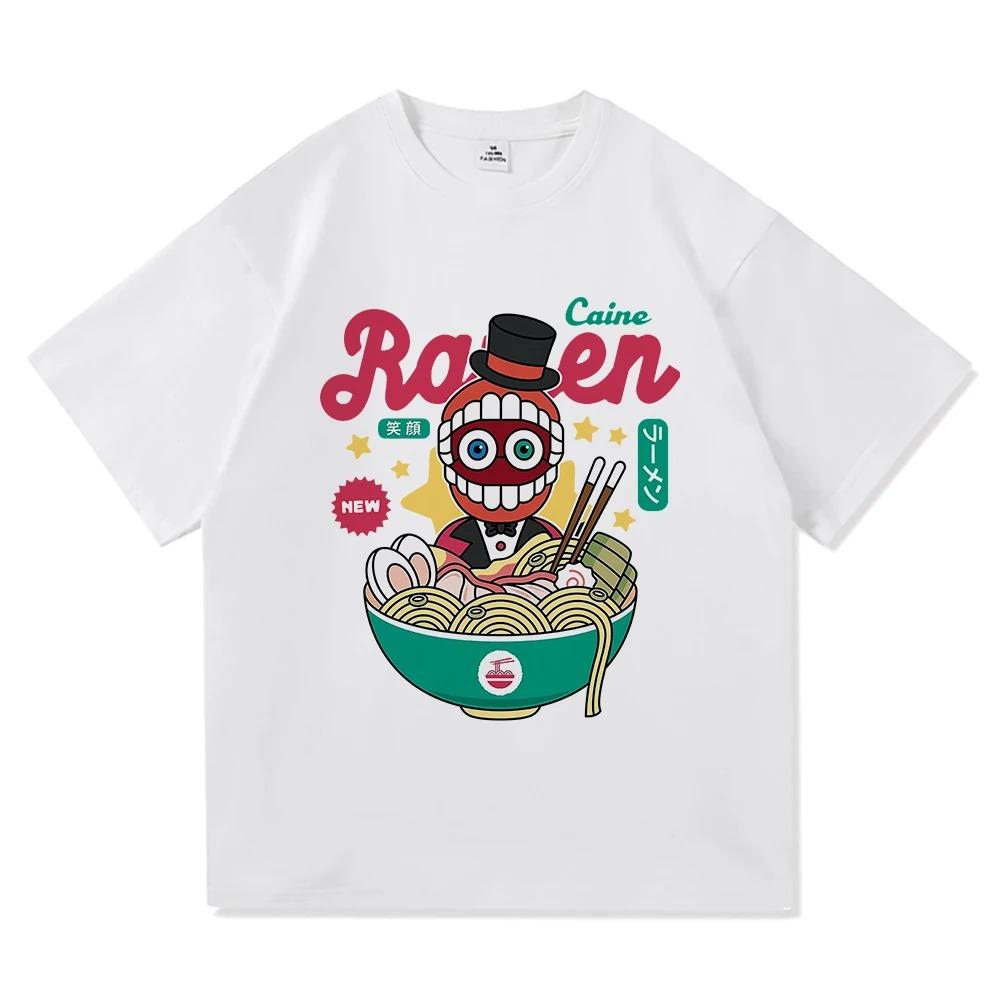 Kinder Amazing Digital Circus Ramen T-Shirt, Modisches und Lustiges Caine Pomni T-Shirt, Unisex Niedliches Kaninchen Nudel Baumwoll T-Shirt