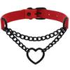 Mode Enkel Metallhjärta Hänge PU-läder Halsband Sexig Dam Halssele Choker Krage Smyckestillbehör Gåva Punk Goth
