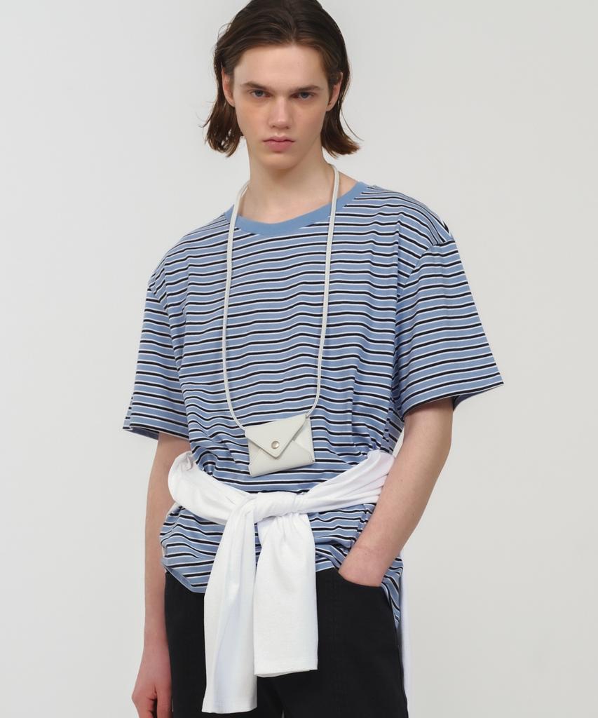 MOONSUN Unisex, Stripe Oversized T-Shirt / Sky Blue