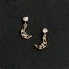 925 Sterling Silver 14K Gold Plating Crystal Stud Earrings Women Fashion Hollow Moon Earrings Light Luxury Wedding Jewelry