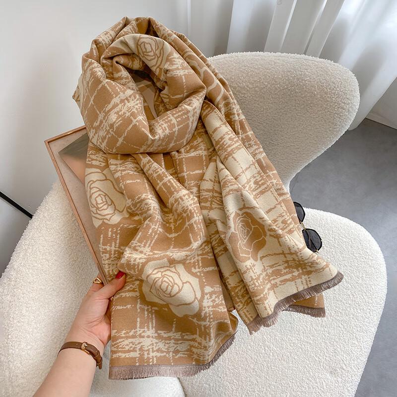 Women's Double-Sided Camellia Faux Cashmere Scarf