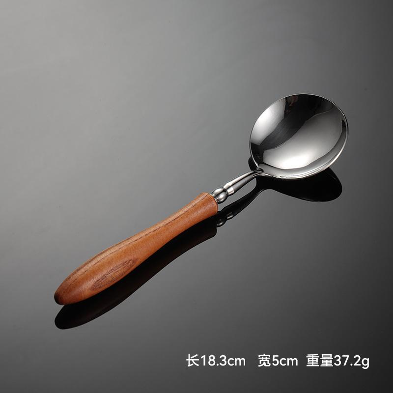 Toon Wood Stainless Steel Tableware Cutlery Dining Set Natural Kitchen Utensils Sliver Fork Tea Spoon Kinfe of Dishes for Dinner