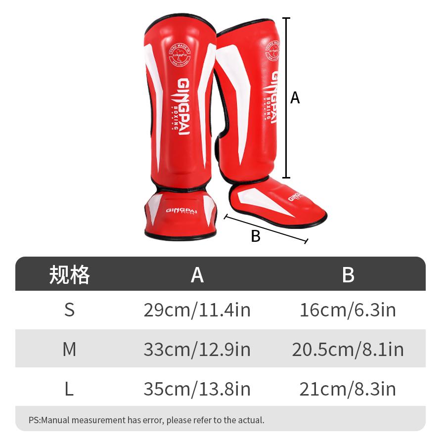 Gingpai Thicker Boxing Shin Guards Martial Arts Muay Thai Leg Taekwondo Feet Ankle Protectors for Maximum Protection