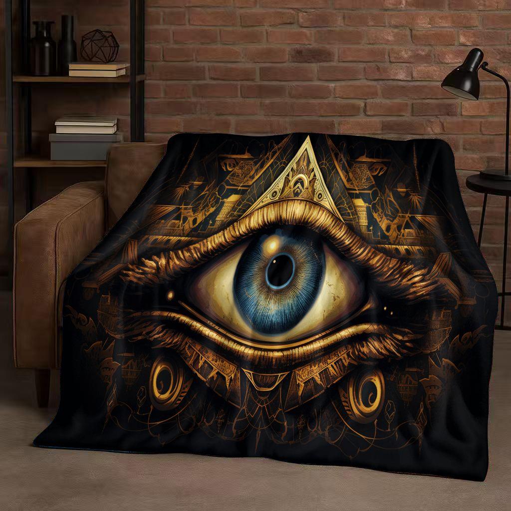 Freemasonry All Seeing Eye Symbol Evil Eye Art Flannel Blanket,Ultra Soft Warm Plush Throw for Home Bedroom Bed Sofa Cover Kids