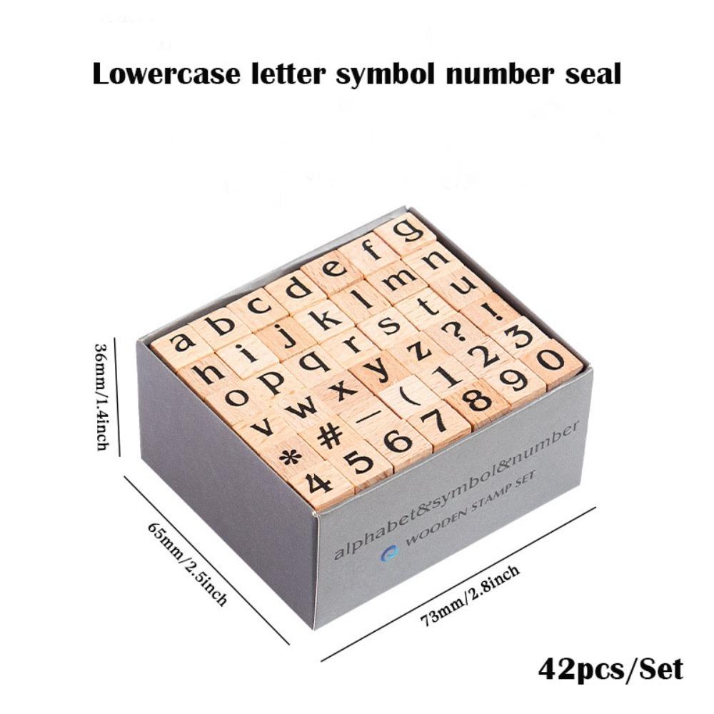42Pcs/Set Lightweight Mini Stamp Numbers Seals Wooden Multipurpose Letters Seals Clear Carving Geometric Figures Seals