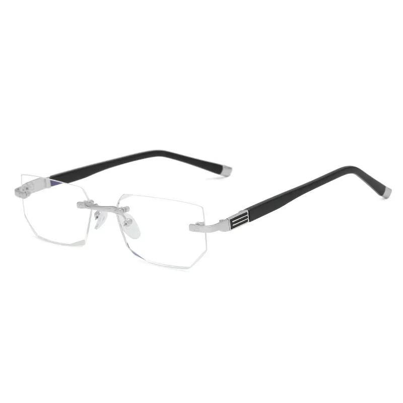 Men Women Fashion Reading Glasses Vintage Square Rimless Far Sight Prescription Glasses Unisex Retro Anti-Blue Hd Lens Hyperopia