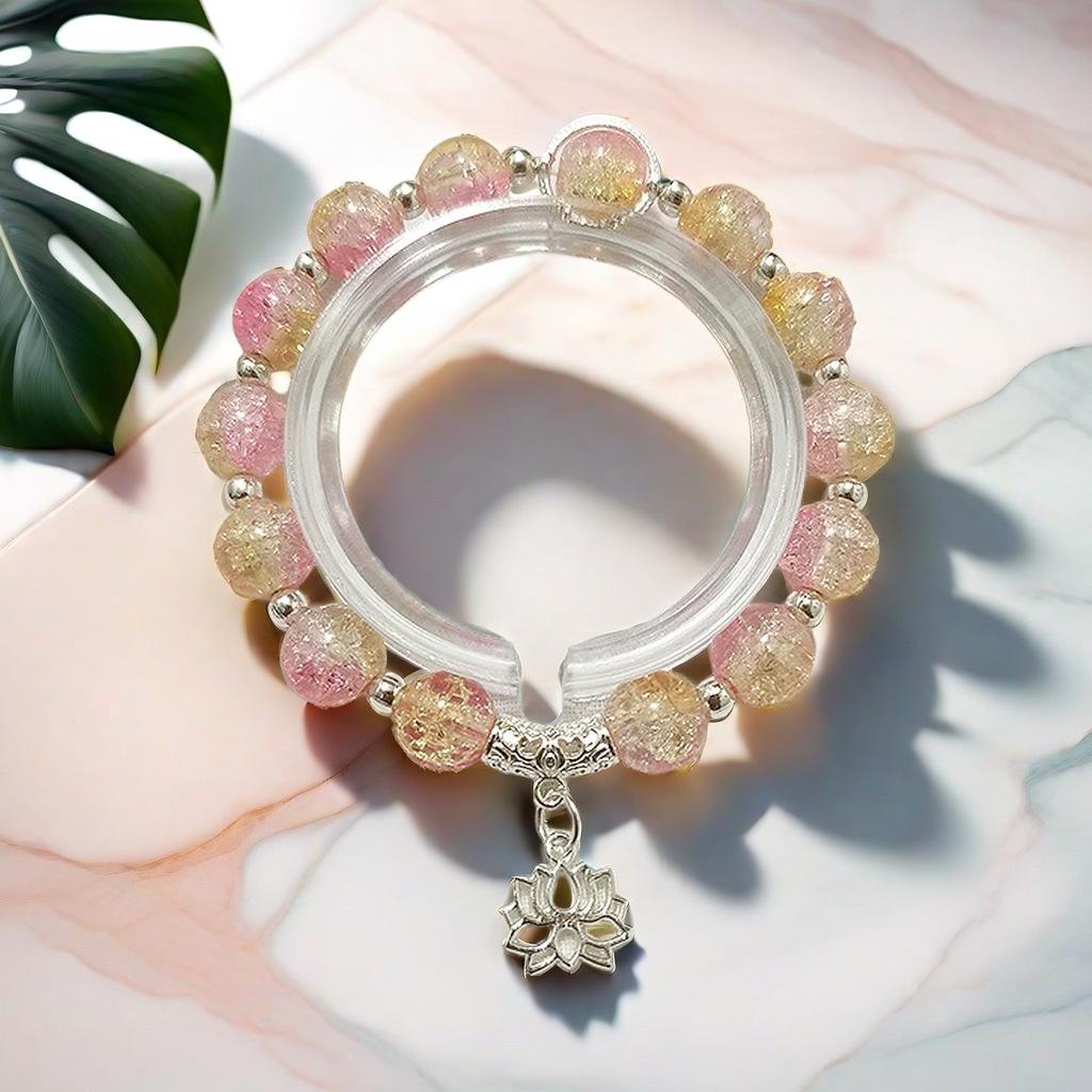 Super Fairy Forest Gradient Glass Bracelet - Chic Chinese Style Gift for Women and Best Friends, Lightweight Luxury Accessory