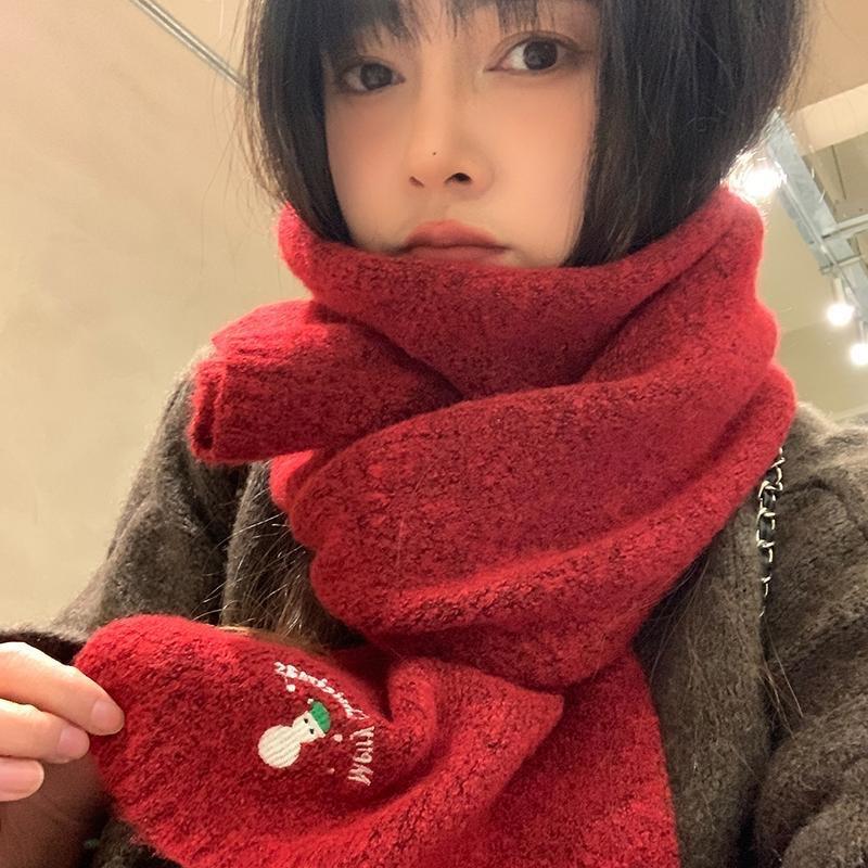 Autumn and Winter Christmas Snowman Knitted Scarf Women's Wool Scarf Korean Version Knitted Warm Internet Celebrity Couple Scarf Men