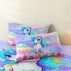 Anime Duvet Cover Pink Purple Unicorn Print Set Suitable For Bedroom Hotel Inn School Dormitory Can Be Used As Holiday Gifts