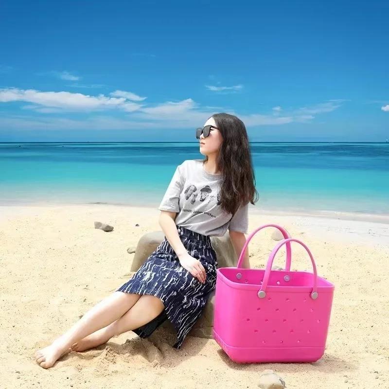 EVA Beach Jelly Bag Rubber Waterproof Shoulder Handbag Large Capacity Portable Travel Handbag Summer Pool Fashion Women Tote Bag