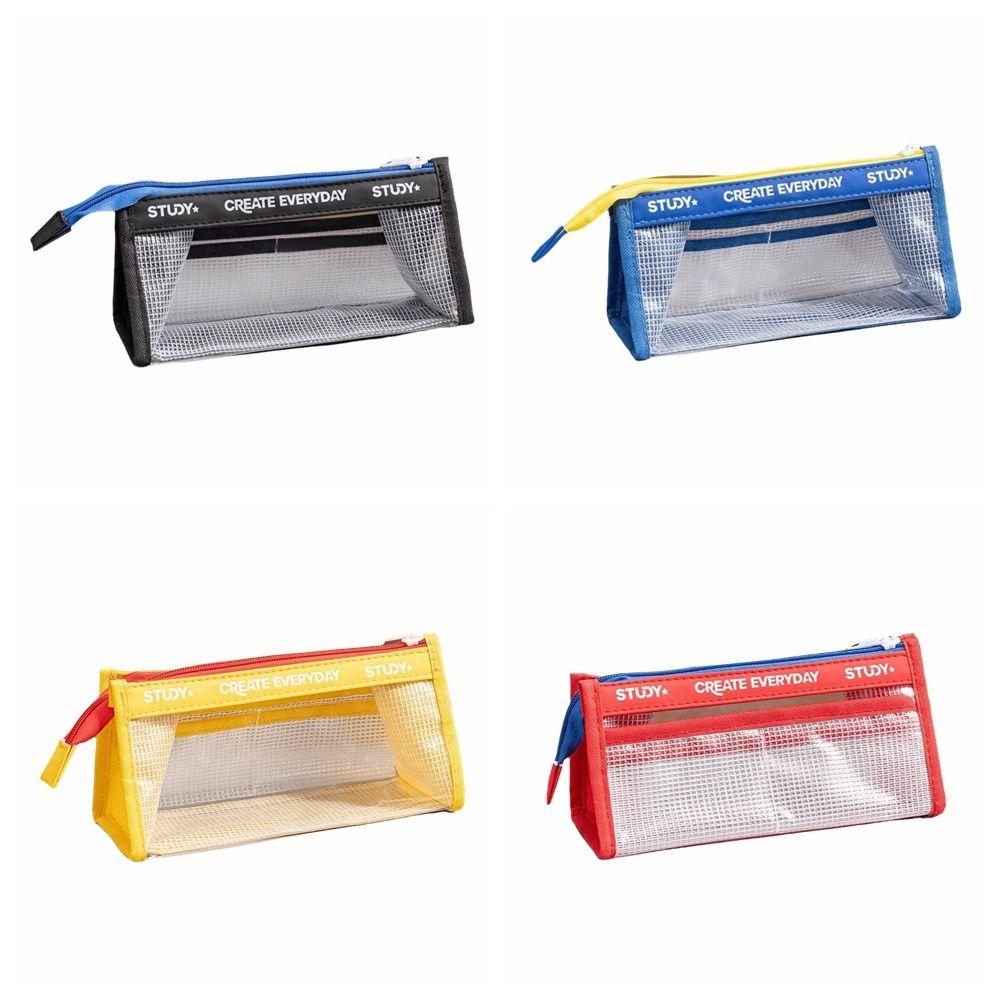 Multiple Layers Transparent Pencil Case Dirt-resistant Waterproof Zipper Pencil Box Clear Large Capacity Makeup Brush Bag