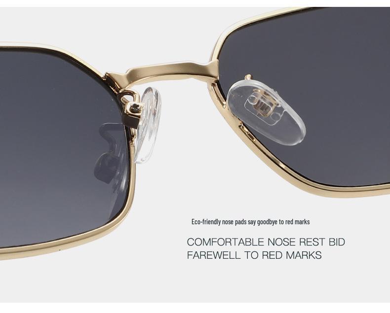 Women's Retro Square Metal Sunglasses, UV400 Sun Protection, Versatile Fashion Style