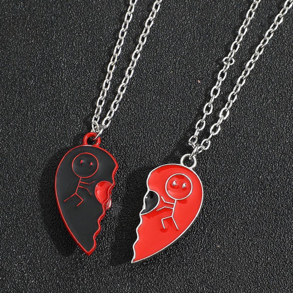 New Couple Necklace Creative Magnet Buckle Men's and Women's Pendant Set Heart-shaped Love Letter Necklace