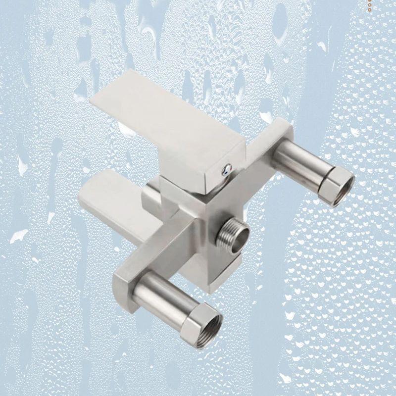 Nickel/Black304 Stainless Steel Rain Shower Set Multi-function Water Three Speed Shower Square Top Spray Hot And Cold Shower Tap