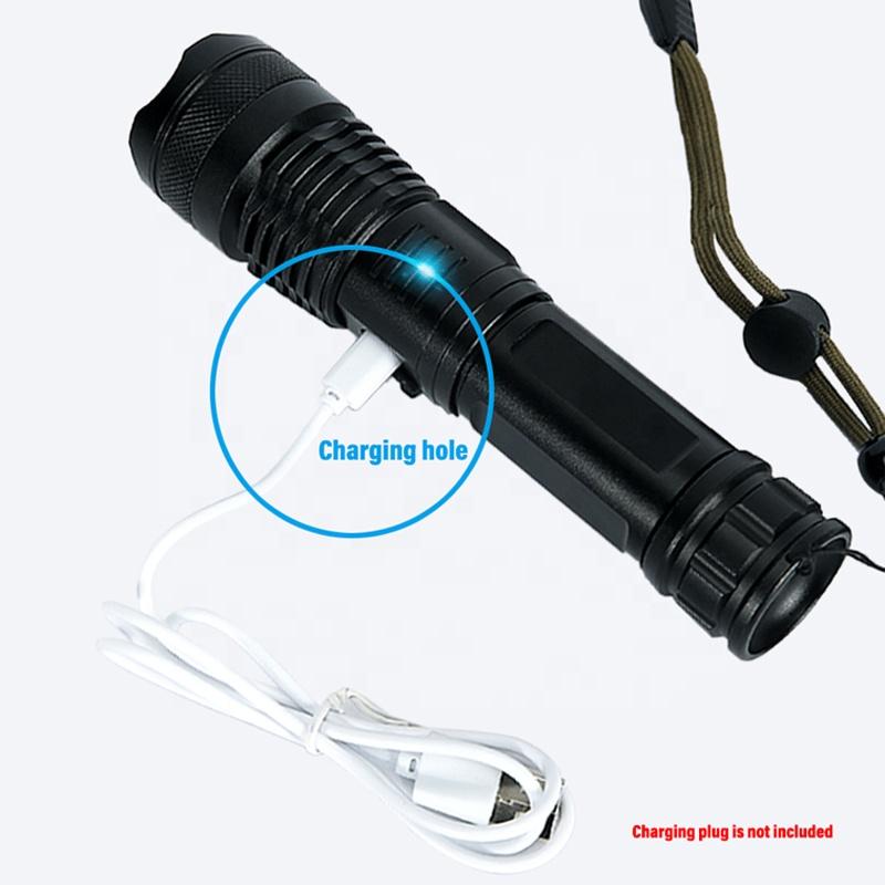 100000 Lumens Tactical Led Torch Light  Emergency Rechargeable Long Distance Led Work Light Camping Torch Flashlight