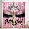 2Pcs Eyelash Curtainsstylish Pink Sparkles Blackout Curtains Adult Eyelash Diamond Aesthetic Curtains Drapes Makeup Eyelash