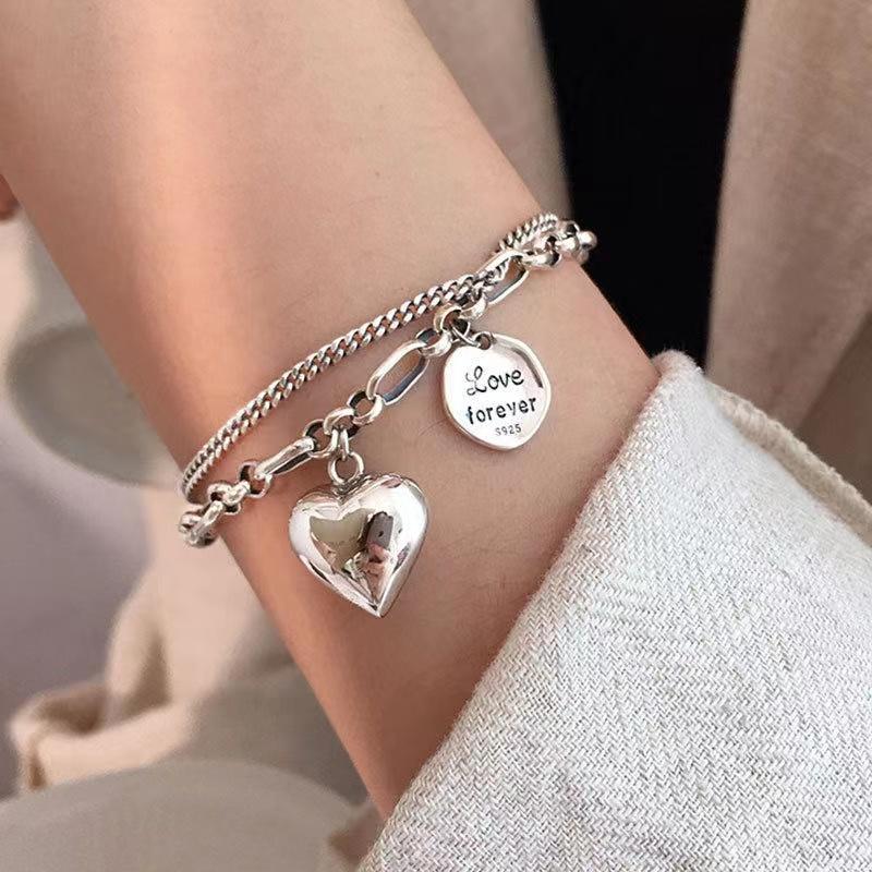 5Pcs/ Set Bohemia Minimalism Multilayer Love Heart Hollow Out Open Mouth Bracelet Set for Women Metal Chain Bangle Zircon Gifts