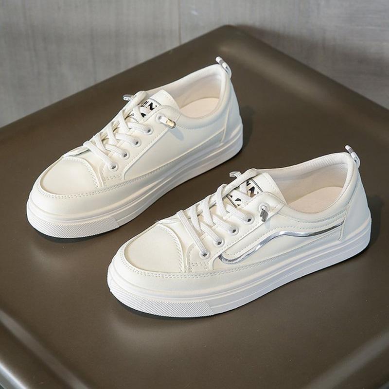 

Fashion All Match Mix Color Sneakers for Women 2025 Lace Up Platform Vulcanize Shoes Woman Soft Sole Walking Flats Casual Shoes Female 40 белый