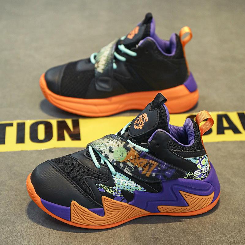 Children's Basketball Shoes Spring and Autumn Mesh Breathable New Boys' Primary School Students' Sports Shoes Boys' Wear-resistant Running Shoes