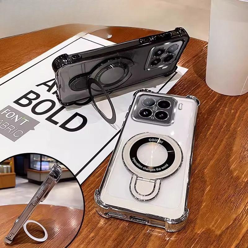 Clear Shockproof Magnetic Bracket Phone Case For Samsung S25 S24 S23 S22 S21 S20 Plus FE Ultra S25 Edge Soft Silicon Stand Cover