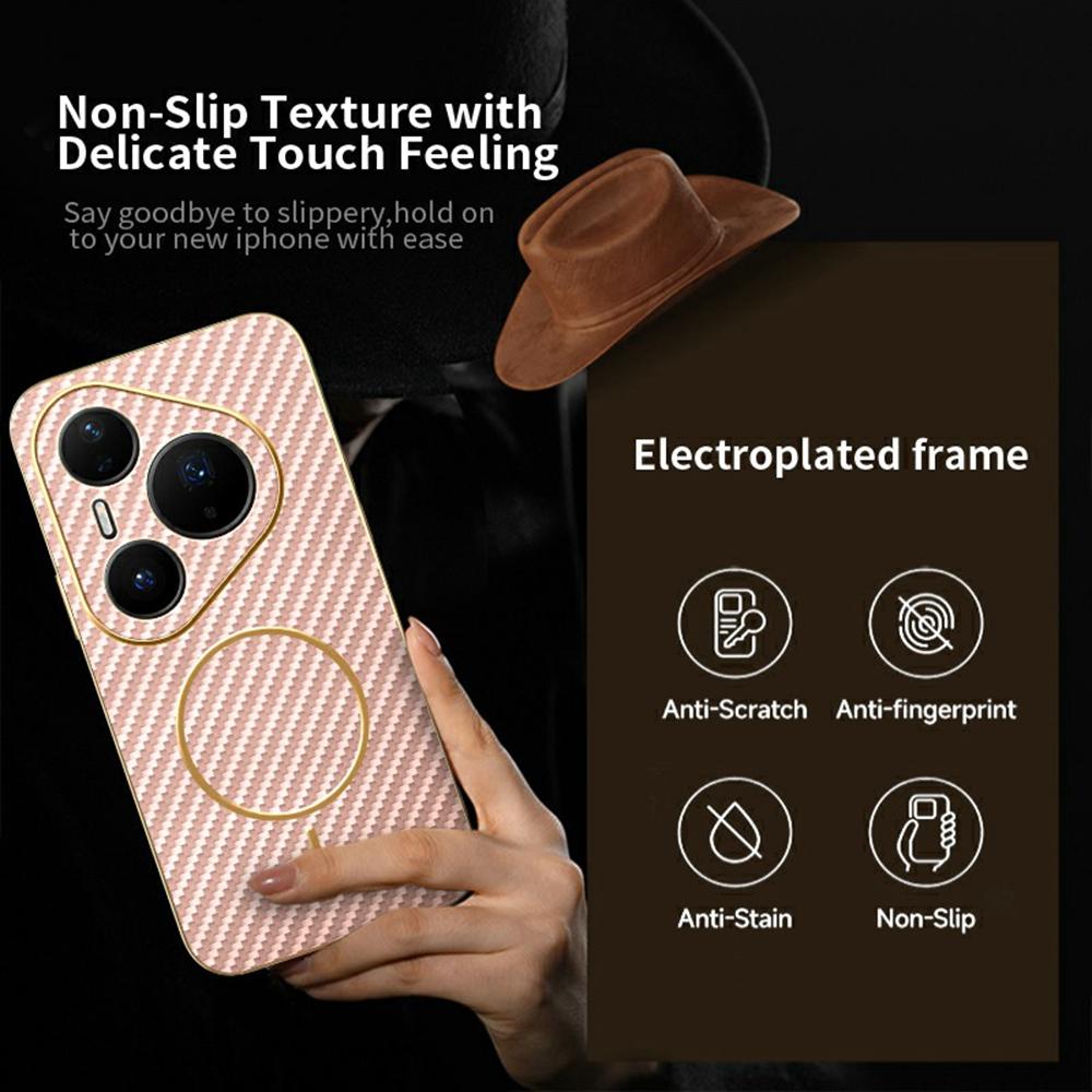 For Huawei Pura 80 Pro/80 Pro+ Phone Case Carbon Fiber Textured Electroplated TPU Back Cover