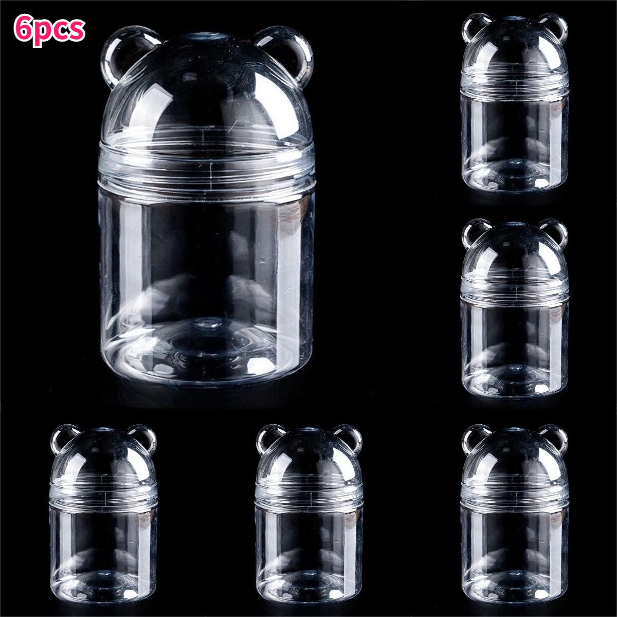 

6pcs Super Cute Plastic Bear Storage Jars Multifunctional Organizing Containers Party Supplies Decoration Home Storage Bottles