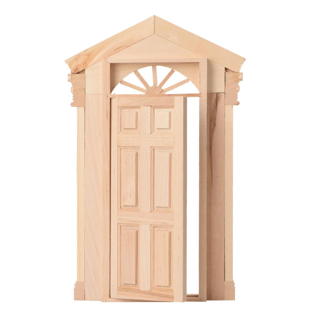 1:12 Doll House Mini Wooden Steepletop Door for Dolls DIY Dollhouse Furniture Accessories