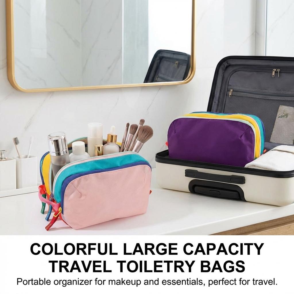 Travel Cosmetic Bag Large Capacity Waterproof Toiletry Organizer with Multi Compartments for Makeup and Beauty-Essentials